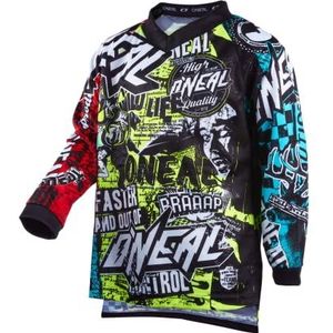 O'NEAL | MTB Motocross T-shirt met lange mouwen | Kinderen | MTB MX DH FR Downhill Freeride | Ademend materiaal, gewatteerde elleboog bescherming | Element Youth Jersey V.22, Meerkleurig