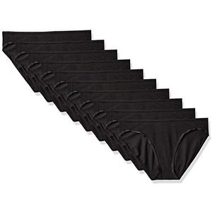 Amazon Essentials 10 stuks katoenen bikinibroekjes voor dames (verkrijgbaar in grote maten), zwart, maat XS