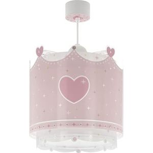 Dalber 61102 Hanglamp voor kinderkamer, plafondlamp voor kinderkamer, met roze kroon, Little Queen 61102, E27