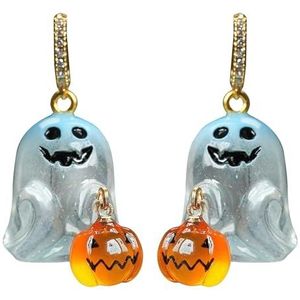 Halloween spook oorbellen, 3D spook oorbellen, Halloween sieraden, oorstekers voor dames, pompoen bungelende oorbellen voor cosplay, Refer, Legering, hars, uniseks