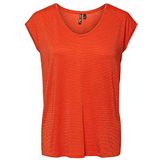 Pieces Pcbillo Tee_Lurex Stripes T-shirt voor dames, Tangerine Tango