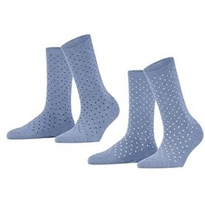 ESPRIT Fine Dot Sokken voor dames, katoen, zwart, grijs, meerdere kleuren, versterkt, fijne patronen, kleurrijke stippen, 2 paar, blauw (jeans 6458)