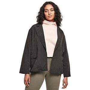 Urban Classics Dames oversized crinkle nylon blazer jas dames, zwart.