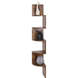 BAKAJI Boekenkast, hoekplank, wandplank, melamine hout met 5 hoekplanken, afmetingen 123 x 20 cm (antiek)