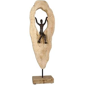 GILDE Cliffdiver 81219 mangohout sculptuur brons hoogte 64 cm breedte 20 cm diepte 9 cm 81219