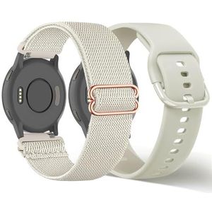 TUCOMO Lot de 2 bracelets de montre extensibles en nylon et silicone compatibles avec Garmin Venu 2S/Venu 3S/Vivoactive 4S/Vivomove 3S, sangles élastiques de 18 mm pour montre Garmin Forerunner