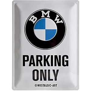 Nostalgic-Art Vintage BMW bord - Parking Only - cadeau-idee voor fans van auto-accessoires, metaal, retro design, 30 x 40 cm