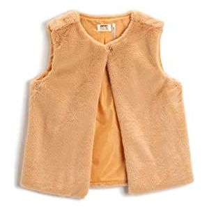 Koton Faux Fur Vest Ronde Neck Jurk voor meisjes, Kameel (130)