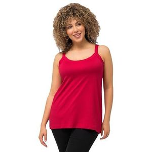 Ulla Popken Spaghetti tanktop voor dames, ronde hals, zachte modal jersey, mouwloos, Rood