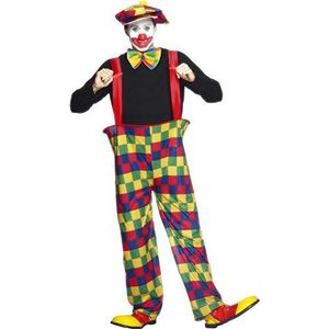 Smiffys clownskostuum met broek, hoed en veters, meerkleurig, medium
