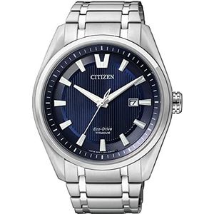 Citizen Eco-Drive 32003249 Solar Analoog herenhorloge, Zilver/Blauw, Armband