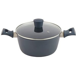 Salter Marino BW12270EU7 Marino pan met antiaanbaklaag, 24 cm, geschikt voor inductie, PFOA-vrij, gebruik weinig/geen olie, soft-touch handgrepen, gesmeed aluminium, deksel van gehard glas