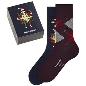 Burlington X-Mas Gift Box ademende katoenen sokken voor heren, half kuit, fantasiepatroon, 2 paar, Veelkleurig (uitgang 0010)