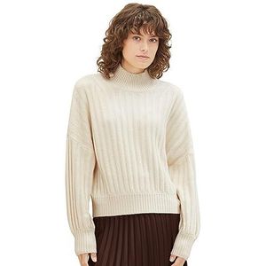 TOM TAILOR 1040018 damessweater, 17573 - Zacht beige gemengd