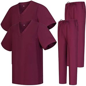 Misemiya - 2 stuks – set uniformen uniseks blouse – medisch uniform met bovendeel en broek – ref. 2-8178, Granaat 68
