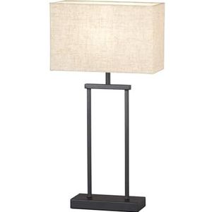 Fischer & Honsel Ann 50653 Tafellamp met stoffen kap Zandkleur Linnen Lengte: 27 cm Breedte: 12 cm Hoogte: 52 cm Met koordschakelaar 1 lamp E27 max. 40 W zonder lamp