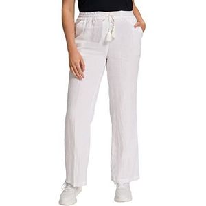 Ulla Popken 728590 Mary linnen broek voor dames, oversized, plus elastische broek, brede rechte pijpen, Sneeuwwitje