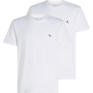 Calvin Klein Jeans Set van 2 T-shirts Monologo J30j320199 T-shirt S/S heren, Wit (glanzend wit/helder wit)
