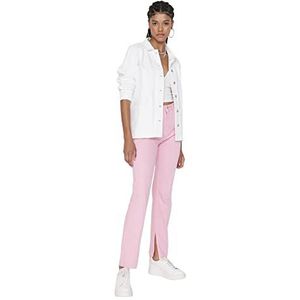 Trendyol Damesjeans met hoge tailleband en brede zoom, roze, 62, Roze