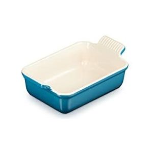 Le Creuset Héritage schotel, rechthoekig, keramiek, 19 cm, 1,1 l, Deep Teal, 71102196420001