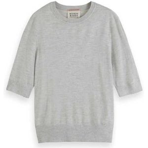 Scotch & Soda Trui met korte mouwen en ronde hals sweatshirt voor dames, Lichtgrijs gemêleerd 1161