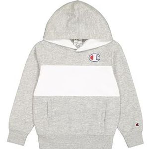 Champion Legacy Retro Sport B (306849) - Ultralight Soft Compact Fleece Color Block Hoodie voor kinderen en jongeren, Veelkleurig (Grijs Heather Noxm/Wht), 11-12 jaar