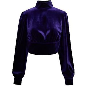 IKITA Chemisier en velours stretch pour femme, lilas, XS