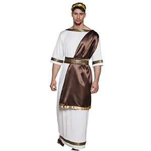 Boland 83861 Zeus kostuum voor volwassenen, maat M/L, toga met sjaal, haaraccessoires en riem, Romeinen, themafeest, carnaval, wit, M-L