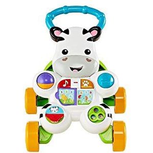 Fisher-Price Learn With Me - Zebra-rollator eerste stappen met verlichting, muziek, babyspeelgoed voor meisjes en jongens, duwtocht voor baby's, Britse Engelse versie, GXC31