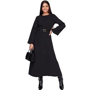 TRENDYOL Modest Maxi Skater Regular Fit Geweven Bescheiden jurk, Zwart, 38, zwart.