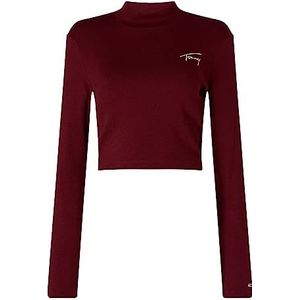 Tommy Hilfiger Tjw Baby Highneck Signature T-shirts L/S dames, Diep rood