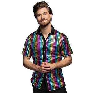 Boland - Kleurrijk discoshirt, Disco Diamond T-shirt, overhemd met korte mouwen, T-shirt voor heren, feestshirt voor carnaval of themafeest