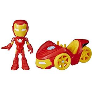 SPIDEY AND HIS AMAZING FRIENDS Hasbro Marvel Iron Man figuur en Iron Racer voertuig, Iron Man speelgoed voor kinderen vanaf 3 jaar, meerkleurig