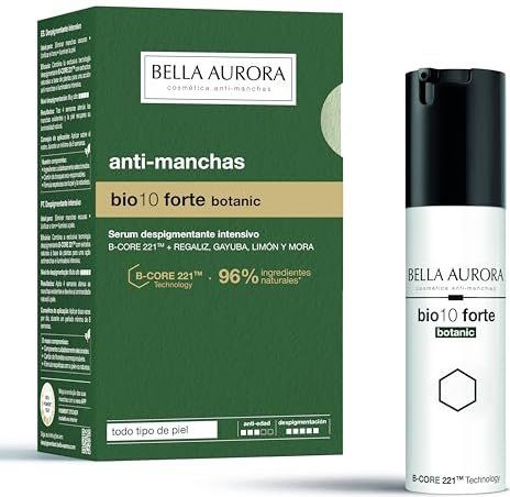 BELLA AURORA Bio10 Forte Botanic 30 ml, intensieve depigmenterende behandeling, anti-vlek serum, elk huidtype, lichtopbrengst, egaliseert de teint, B-CORE221-technologie en natuurlijke extracten