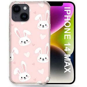 Beschermhoesje voor iPhone 14 Plus (6,7 inch), haas, roze