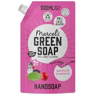 Marcel's Green Soap - Navulverpakking Patchouli en cranberry handzeep - Navulverpakking voor handzeepdispenser - 100% milieuvriendelijk - 100% veganistisch - 97% biologisch afbreekbaar - 500 ml