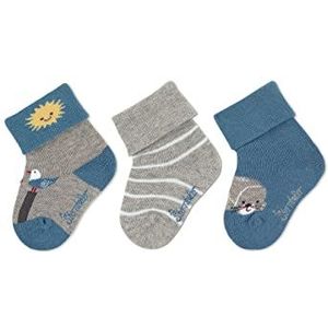 Sterntaler Babysokjes set van 3 Möven sokken, lichtgrijs melange, normaal kinderen, uniseks, lichtgrijs melange, Eén maat, lichtgrijs gemêleerd