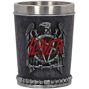 Nemesis Now Slayer B4132M8-7 cm borrelglas zwart hars met roestvrijstalen inzetstuk grijs