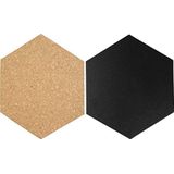 SECURIT Hexagon Cork & Chalkboards-Set van 7 stuks (4 x Chalkboard + 3 x Cork) sokkentas, 23 cm, zwart (zwart)