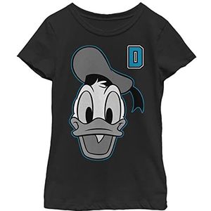 Disney Donald Duck Varsity Letter Face Girls T-shirt, zwart, XS, zwart.