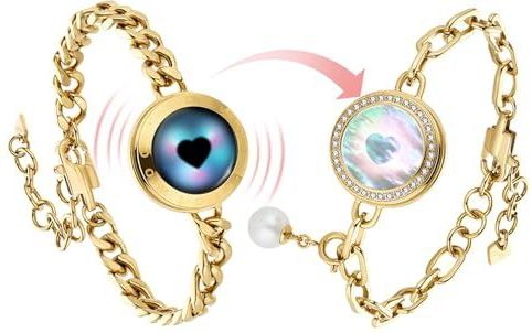 TOTWOO Soulmate armband voor koppels, cadeau voor koppels, lange afstand, liefdescadeau voor haar, trilling en verlichting voor koppels, cadeau voor langeafstandsrelaties, Roestvrij staal, Geen