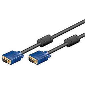 Goobay 93378 10 m VGA-naar-VGA-kabel - Full HD SVGA beeldschermkabel - 15-pins vergulde VGA-stekker - 2 x ferriet core monitorkabel - blauw - 10 m