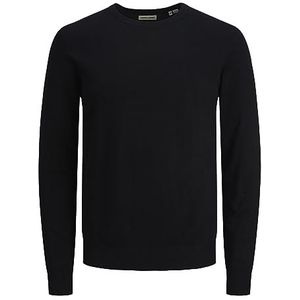 Jack & Jones Knit Crew Neck JJEEMIL COL rond van mesh Noos heren, zwart.