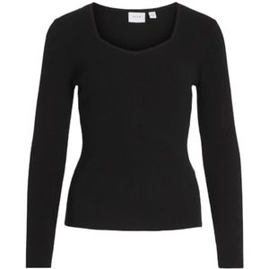 Vila Vimaxinia L/S Pull en tricot à col carré pour femme, Noir, XS