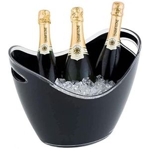 APS Wijn/champagnekoeler, koeler met twee zijopeningen, flessenkoeler zwart van polystyreen, 35 x 27 cm, hoogte 26 cm, voor een volume van 6 liter