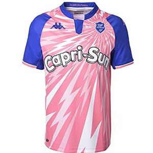 Kappa Stade Français seizoen 2021/22 thuisshirt unisex T-shirt, Roze, blauw, wit.