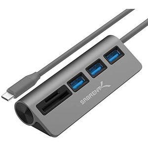 SABRENT USB C-hub, datahub met 3 USB 3.2-poorten | SD/MicroSD USB-adapter, USB-c multiport docking station voor desktop, Macbook, laptop, iMac, PC, USB-sticks, enz. (HB-U3CR)