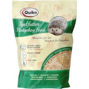 Quiko Hedgehog Food 500 g - hoogwaardige complete voeding met insecten, eierkoekjes, honing, fruit en bessen - speciaal afgestemd op de behoeften van egels.