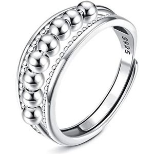 ORAZIO Spinner-ring van 925 sterling zilver, voor dames en heren, ring voor bruiloftsbelofte, verstelbare duimring, zilverkleurig