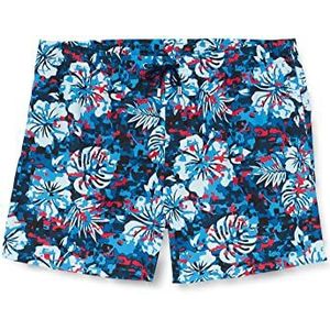 Hom Bregançon Beach Boxer Zwembroek voor heren (1 stuk), Print camouflage blauw/rood